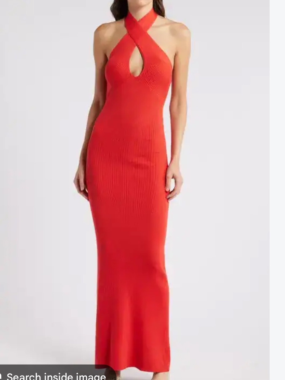 Mango shiffer plunge rib halter sweater dress